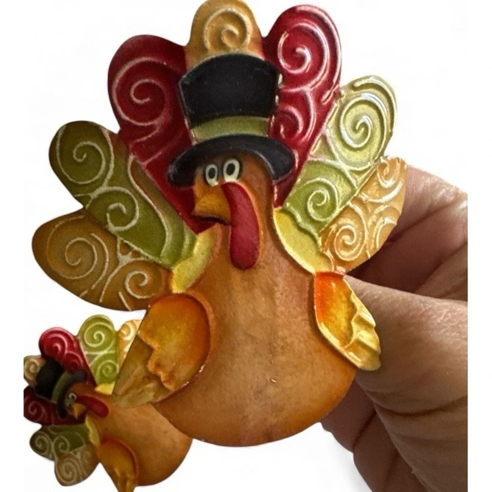 Fall Turkey Thanksgiving Napkin‎ Holders Set Of 7 New